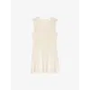 Maje Womens Blanc Sleeveless Floral-pattern Crochet-knit Mini Dress In Blanc