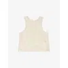 Maje Womens Blanc Sleeveless Floral-pattern Crochet-knit Top In Blanc
