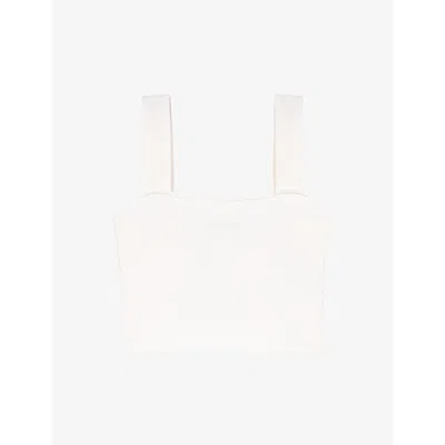 Maje Knitted Cropped Top In Blanc