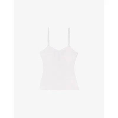 Maje Womens  Sweetheart-neck Slim-fit Ribbed Stretch-knit Top