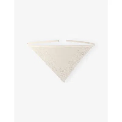 Maje Womens Triangle Cotton Scarf Blanc