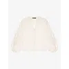 Maje Womens Blanc V-neck Lace-insert Linen Blouse In Blanc