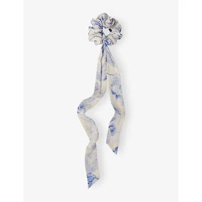 Maje Womens Watercolour Ribbon-scarf Woven Scrunchie Blanc