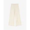 Maje Womens Blanc Wide-leg Floral-pattern Crochet-knit Trousers In Blanc