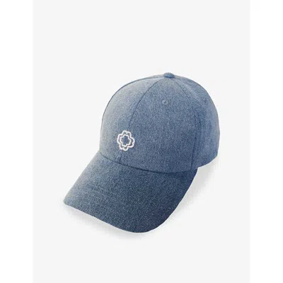 Maje Womens Brand-embroidered Denim Cap Bleus