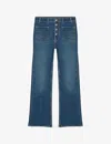 Maje Button-down High-rise Flared-leg Stretch-denim Jeans In Blue