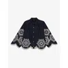 Maje Broderie Anglaise-detail Shirt In Bleus
