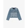 Maje Crystal-embellished Denim Jacket In Bleus