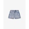 Maje Womens Flower-embellished High-rise Denim Shorts Bleus In Bleus