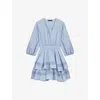 Maje Dress With Ruffles And Lace Details In Bleus