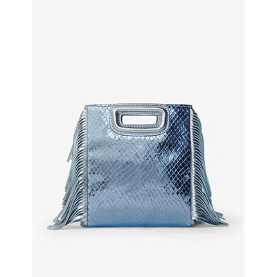 Maje Womens Bleus M Mini Mock-croc Leather Cross-body Bag In Blue