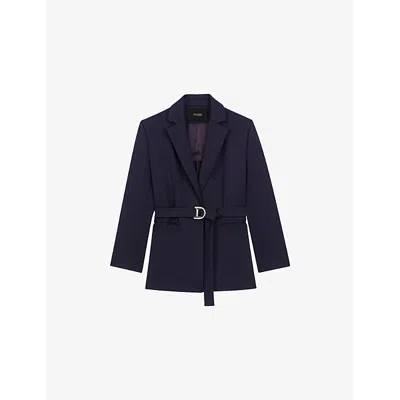 Maje Womens  Pleat-back Single-breasted Woven Blazer In Bleus