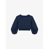 Maje Lapri Voluminous Cropped Blouse In Bleus