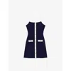 Maje Womens  Ribbed Contrast-trim Knitted Mini Dress In Bleus