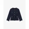 Maje Womens  Round-neck Regular-fit Tweed Jacket In Bleus