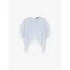 Maje Womens Bleus Ruffled Cape-effect Chiffon Top In Bleus