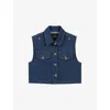 Maje Denim Cropped Jacket In Bleus