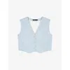 Maje Womens  V-neck Regular-fit Stretch-woven Sleeveless Blazer In Bleus
