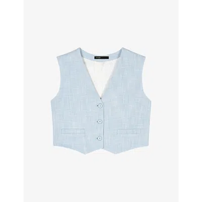 Maje Womens  V-neck Regular-fit Stretch-woven Sleeveless Blazer In Bleus