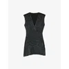 Maje Short Metallic Dress In Bleus