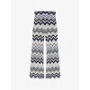 Maje Crochet Trousers In Bleus