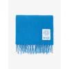 Maje Womens Blue Brand-patch Tassel Alpaca-blend Scarf