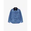 Maje Womens Blue Cord-collar Relaxed-fit Denim Jacket In Blue