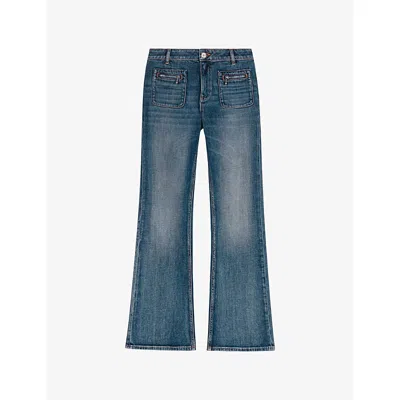 Maje Womens Blue Faded Boot-cut Mid-rise Stretch-denim Jeans