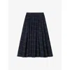 Maje Check Skirt With Rhinestones In Blue