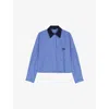 Maje Womens Blue Rhinestoned Tiles Rhinestone-embellished Removable-collar Cotton Shirt In Blue
