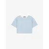 Maje Womens Blue Sky Logo-embroidered Layered-effect Cotton T-shirt In Blue