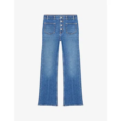 Maje Womens Blue Straight-leg High-rise Denim Jeans