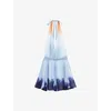 Maje Womens Tie-dye Halterneck Cotton Mini Dress Blue Tie And Dye Print In Blue Tie And Dye Print