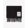 Maje Womens Dark Brown Brand-patch Tassel Alpaca-blend Scarf In Black
