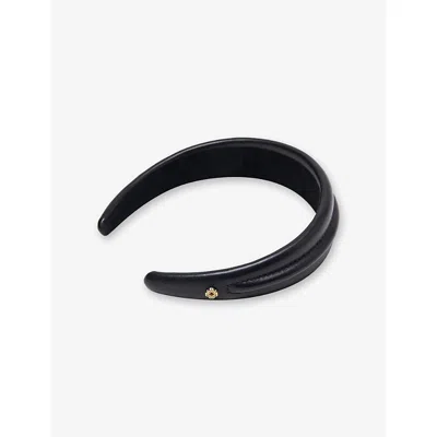 Maje Womens  Branded Leather Headband In Black
