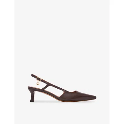 Maje Womens Clover-charm Leather Slingbacks Brown Eur 38/5 Uk
