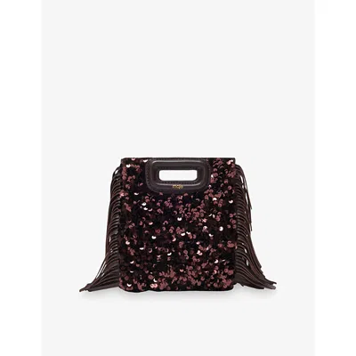 Maje Womens  Miss M Mini Sequin-embellished Shoulder Bag In Brown