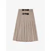 Maje Womens Brown Pleated Check-pattern Stretch-woven Midi Skirt In Brown