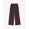 Maje Womens Brown Sequin-embellished Wide-leg Tweed Trousers In Brown