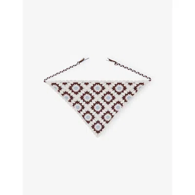 Maje Womens Brown/blue Triangular Crochet Scarf