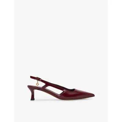 Maje Womens Clover-charm Patent-leather Slingback Courts Burgundy Eur 38/5 Uk