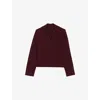 Maje Womens Burgundy Open-collar Stretch Wool And Cashmere-blend Jumper In Burgundy