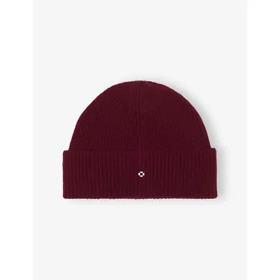 MAJE WOMENS BURGUNDY RIBBED WOOL AND CASHMERE BEANIE HAT