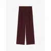 Maje Womens Burgundy Tailored Wide-leg High-rise Stretch Wool-blend Trousers In Brown