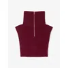 Maje Womens Burgundy Zip-up Wool And Cashmere Collar In Burgundy