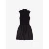 Maje Womens Black Button-embellished Bubble-hem Woven Mini Dress In Black
