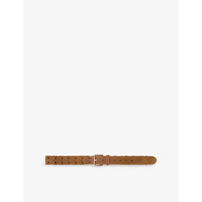 Maje Womens Braided Suede Belt Camel In Brown