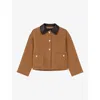 Maje Womens Camel Contrast-collar Double-faced Wool-blend Coat In Brown