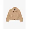 Maje Womens Camel Cropped Wide-collar Bouclé Jacket In Brown