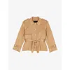 Maje Womens Camel Double-faced Belt-tie Wool-blend Jacket In Brown